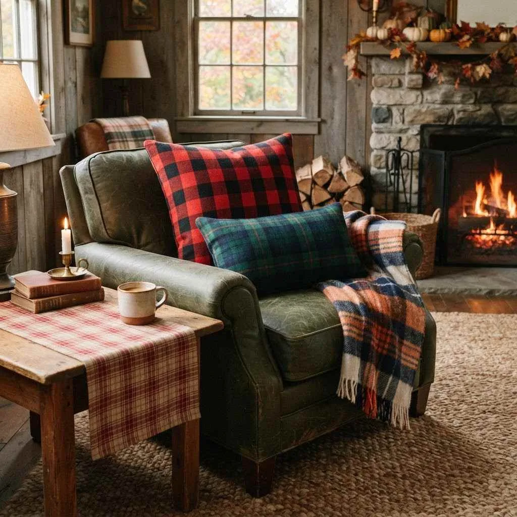 14 Cozy Fall Home Aesthetic Ideas to Transform Your Space 7 Plaid and Buffalo Check Patterns