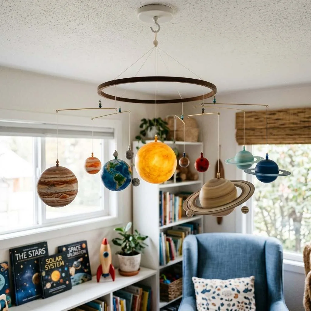 15 Celestial Decor Ideas for a Dreamy Home 11 Planetary Mobile Hanging Decor