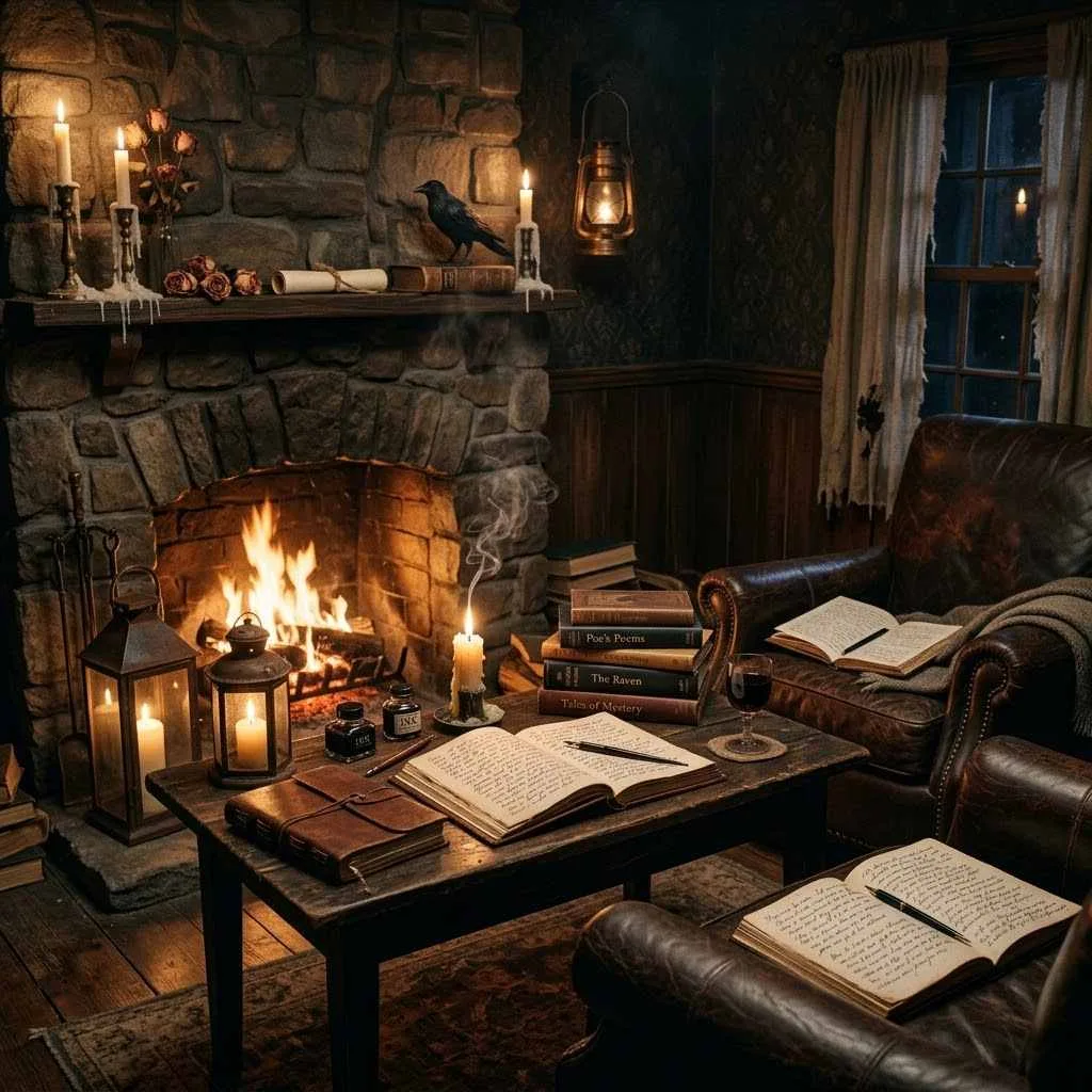 15 Dark Romantic Halloween Aesthetic Ideas 6 5. Poe-Inspired Poetry Night