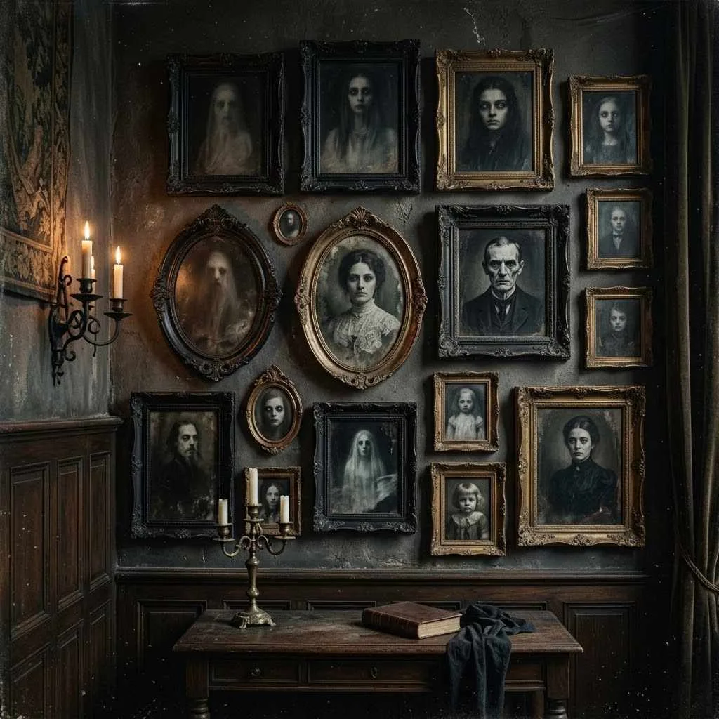 14 Gothic Halloween Decor Ideas to Transform Your Home This October 14 13. Portrait Gallery Wall