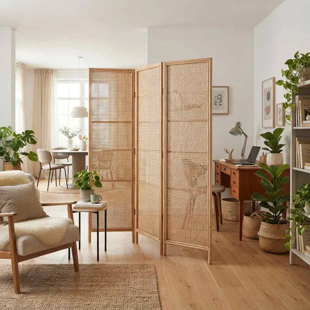 15 Rattan Furniture Decor Ideas to Warm Up Any Room 7 Rattan Room Dividers for Open Layouts