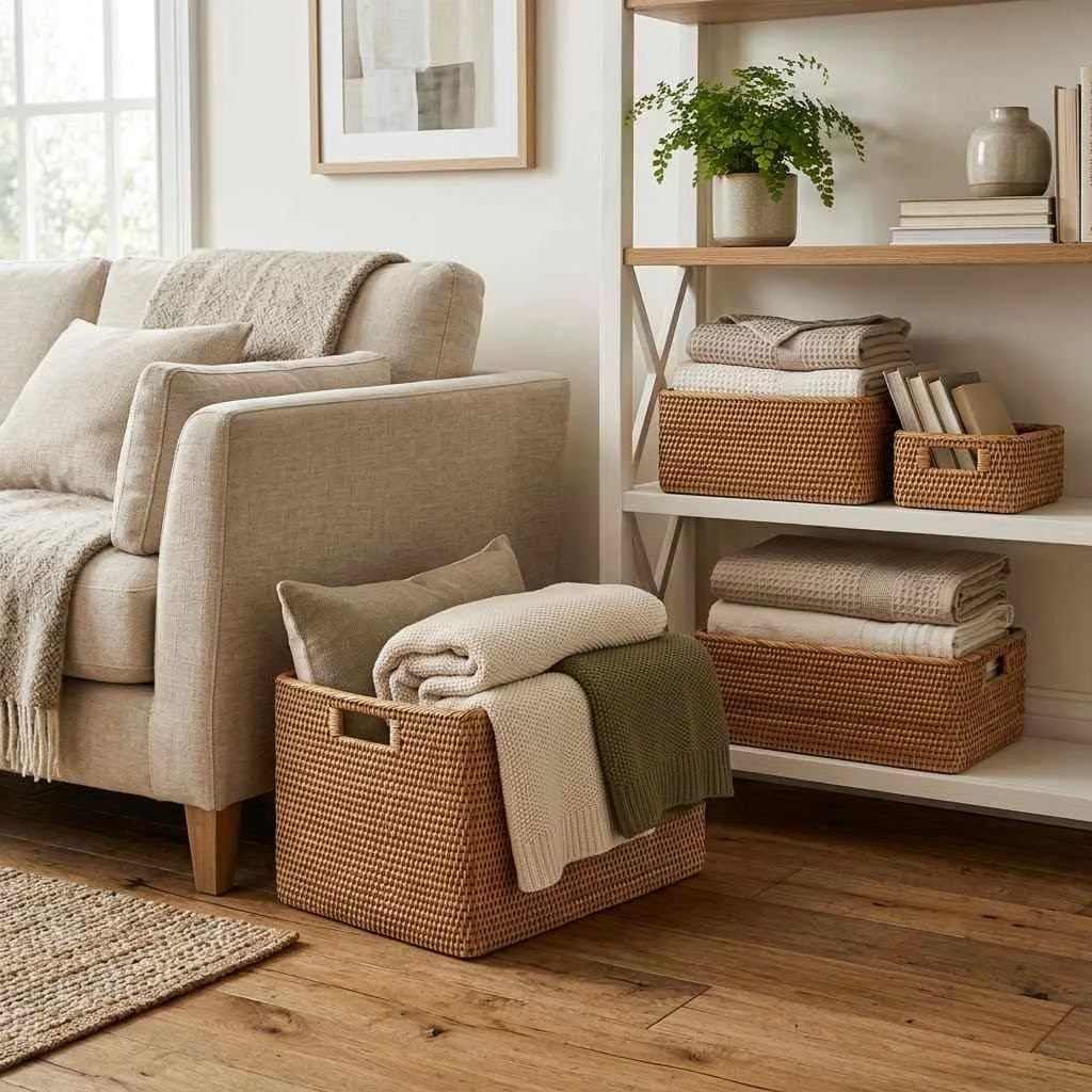 15 Rattan Furniture Decor Ideas to Warm Up Any Room 11 Rattan Storage Baskets for Functional Styling