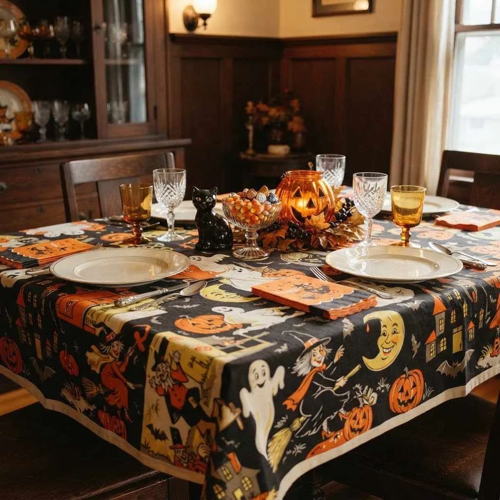 Retro Halloween Tablecloths and Linens