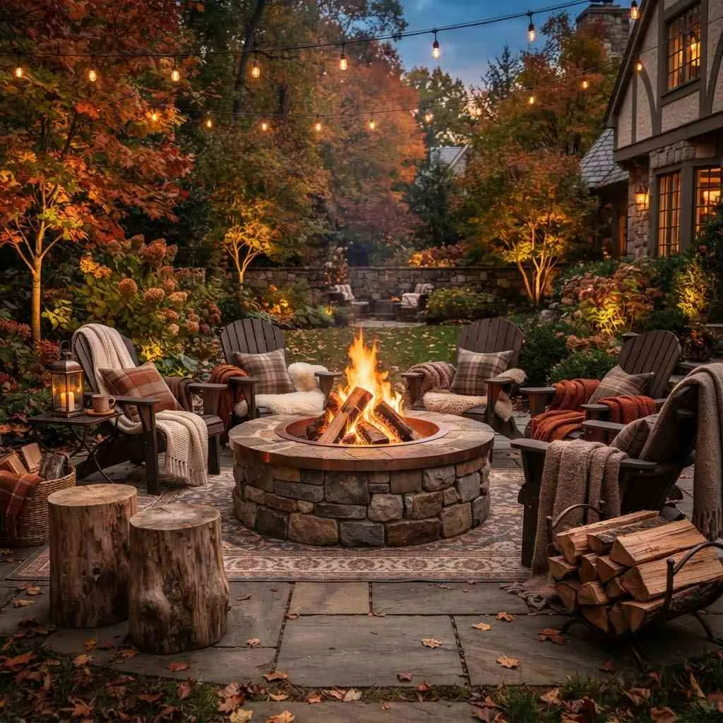 15 Fall Patio Decor Ideas That'll Make You Want to Stay Outside All Season 3 Set Up a Fire Pit Focal Point