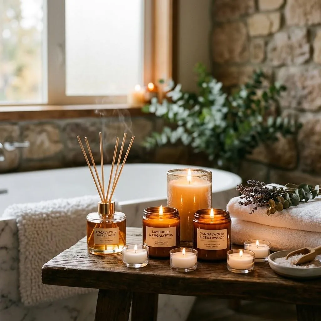15 Bathroom Decor Ideas That'll Make You Fall in Love With Your Space 12 Set the Mood With Candles and Diffusers compressed