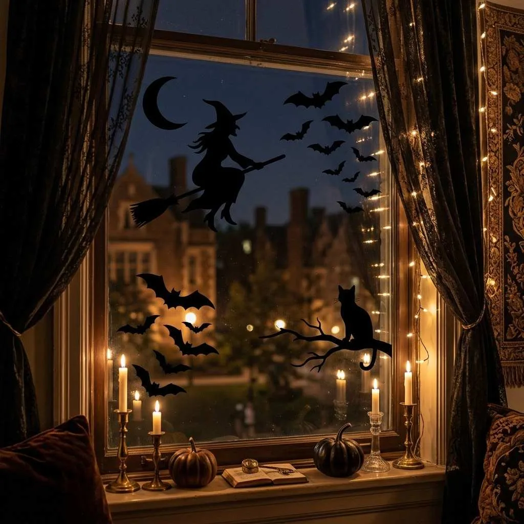 15 Halloween Dorm Room Decor Ideas That'll Make Your Room the Spookiest Spot on Campus 4 Silhouette Window Clings