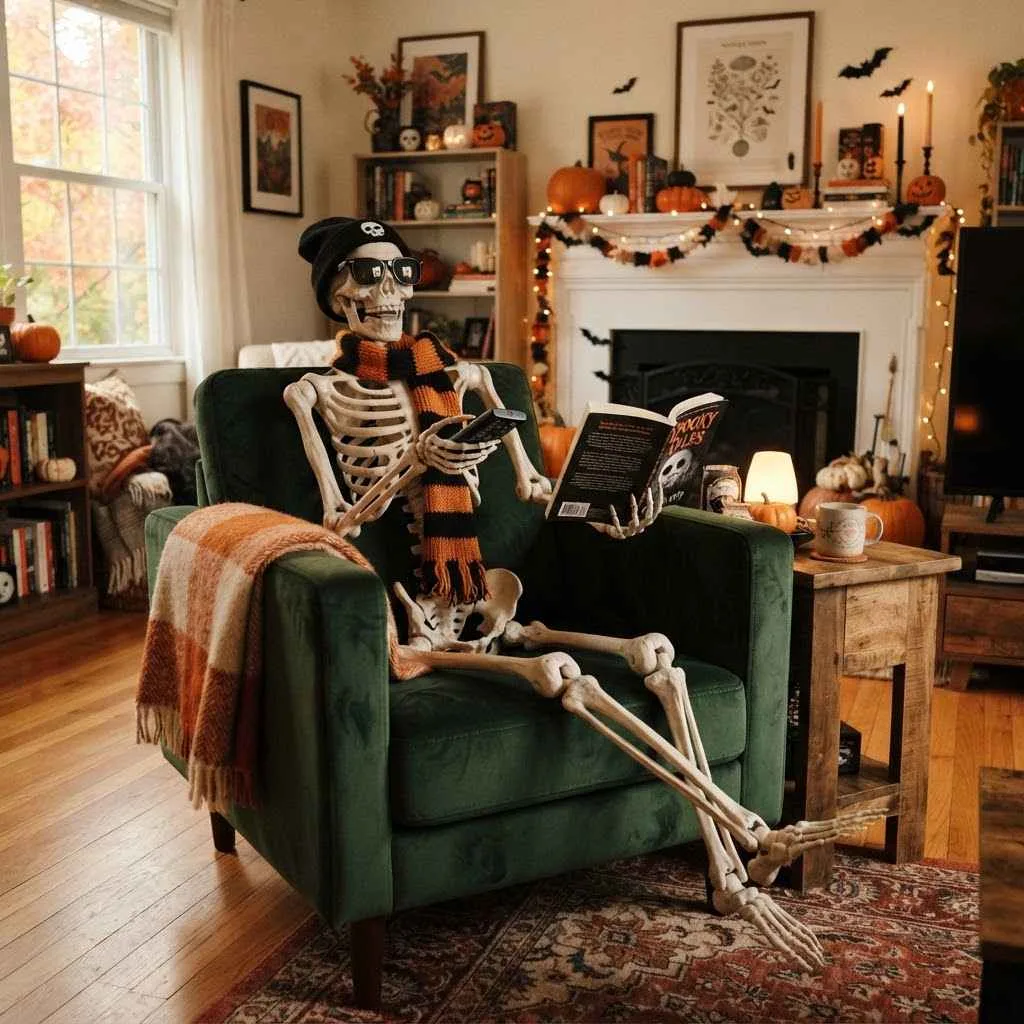 15 Halloween Living Room Decor Ideas 9 8. Skeleton Accent Furniture
