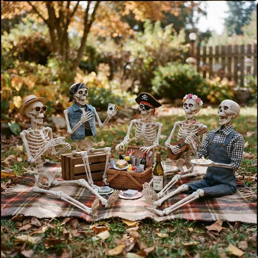 15 Halloween Outdoor Decoration Ideas That'll Make Your Yard the Talk of the Neighborhood 9 Skeleton Crew Scene