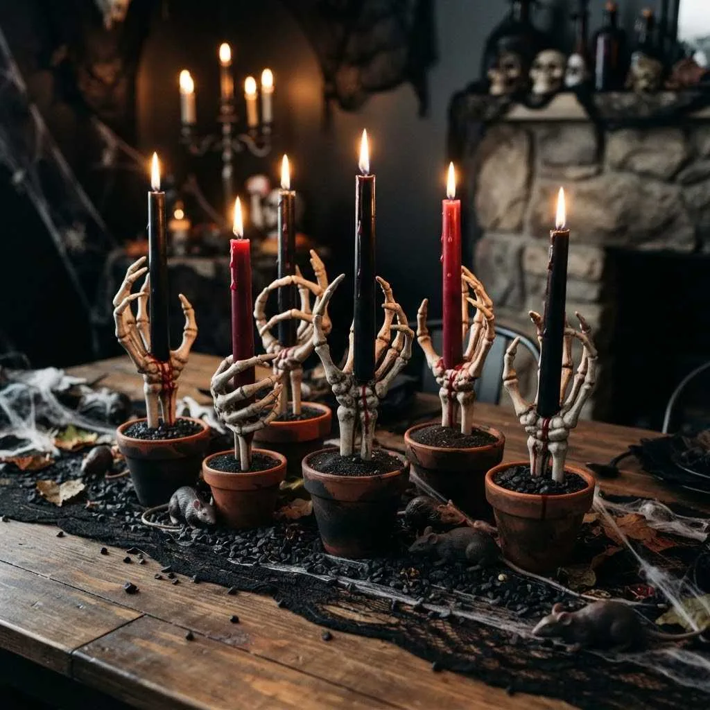 5. Skeleton Hand Candle Holders