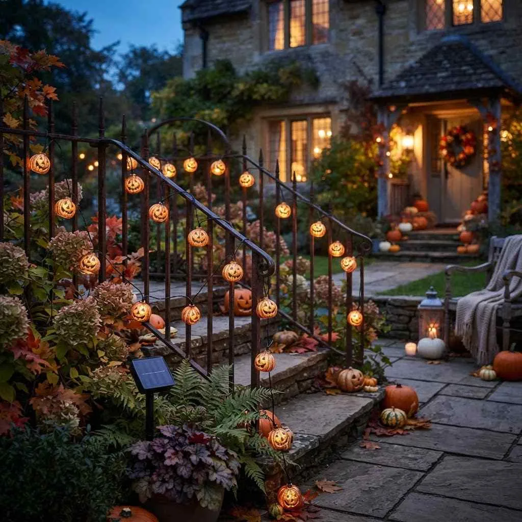 Solar-Powered Jack-O'-Lantern String Lights