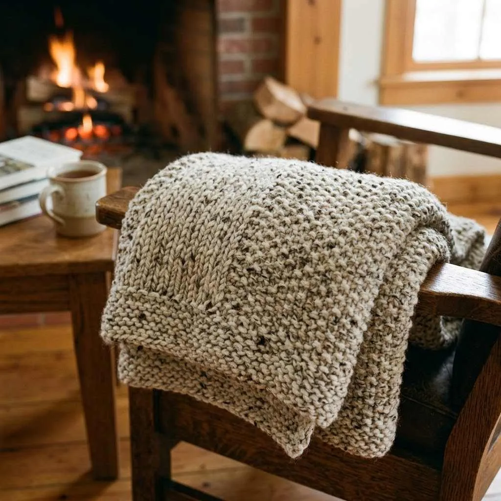 15 Chunky Knit Fall Throw Ideas to Cozy Up Your Home This Season 14 13. Speckled Wool-Blend Throw
