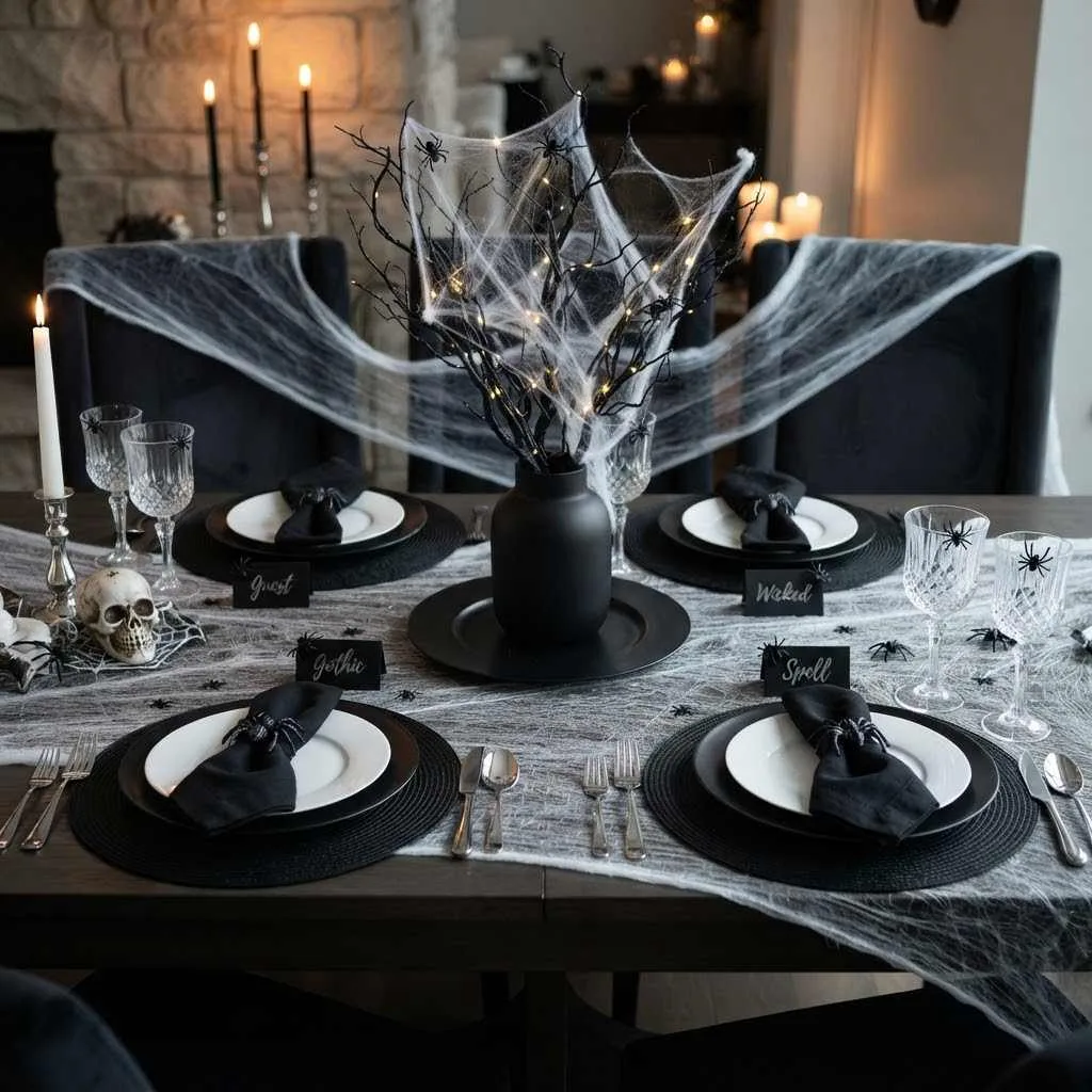 12. Spider Web Chic Tablescape