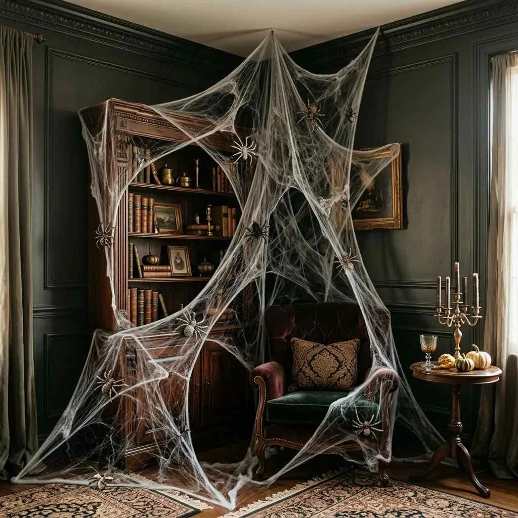 15 Halloween Classroom Decor Ideas That'll Make Your Room the Talk of the School! 2 Halloween Classroom Decor Ideas Spider Web Corner Curtains