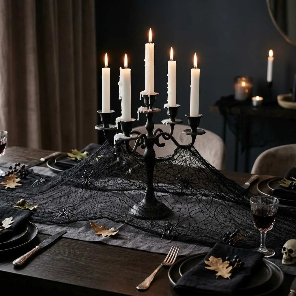 15 Spooktacular Halloween Table Centerpiece Ideas 3 Spider Web Elegance