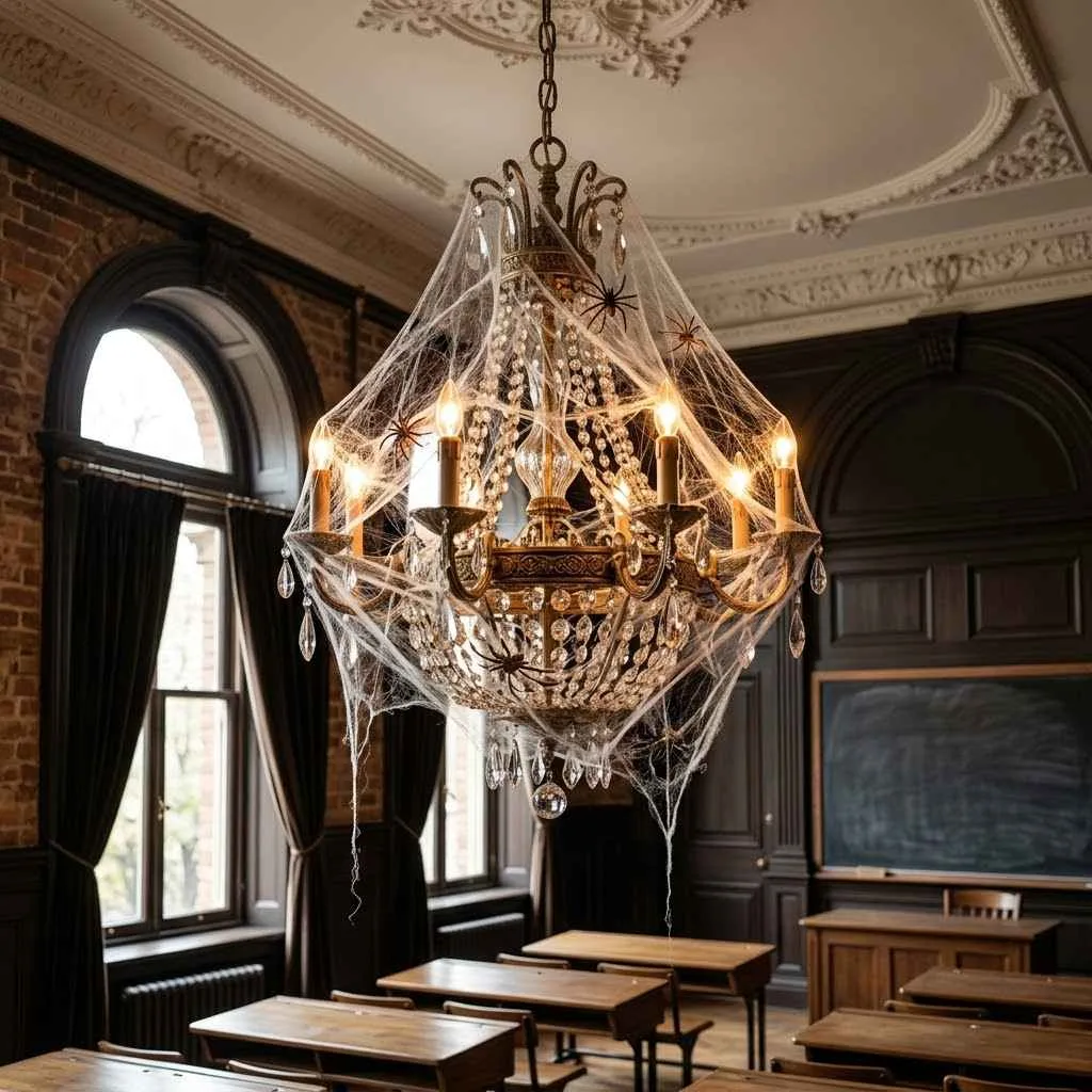 15 Halloween Classroom Decor Ideas That'll Make Your Room the Talk of the School! 12 Spider Web Light Fixtures