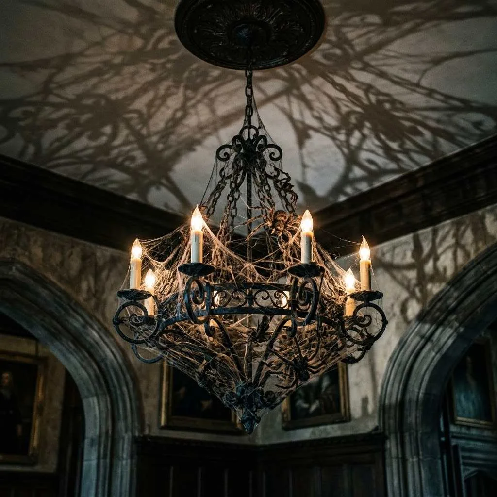 14 Gothic Halloween Decor Ideas to Transform Your Home This October 8 7. Spiderweb Chandeliers
