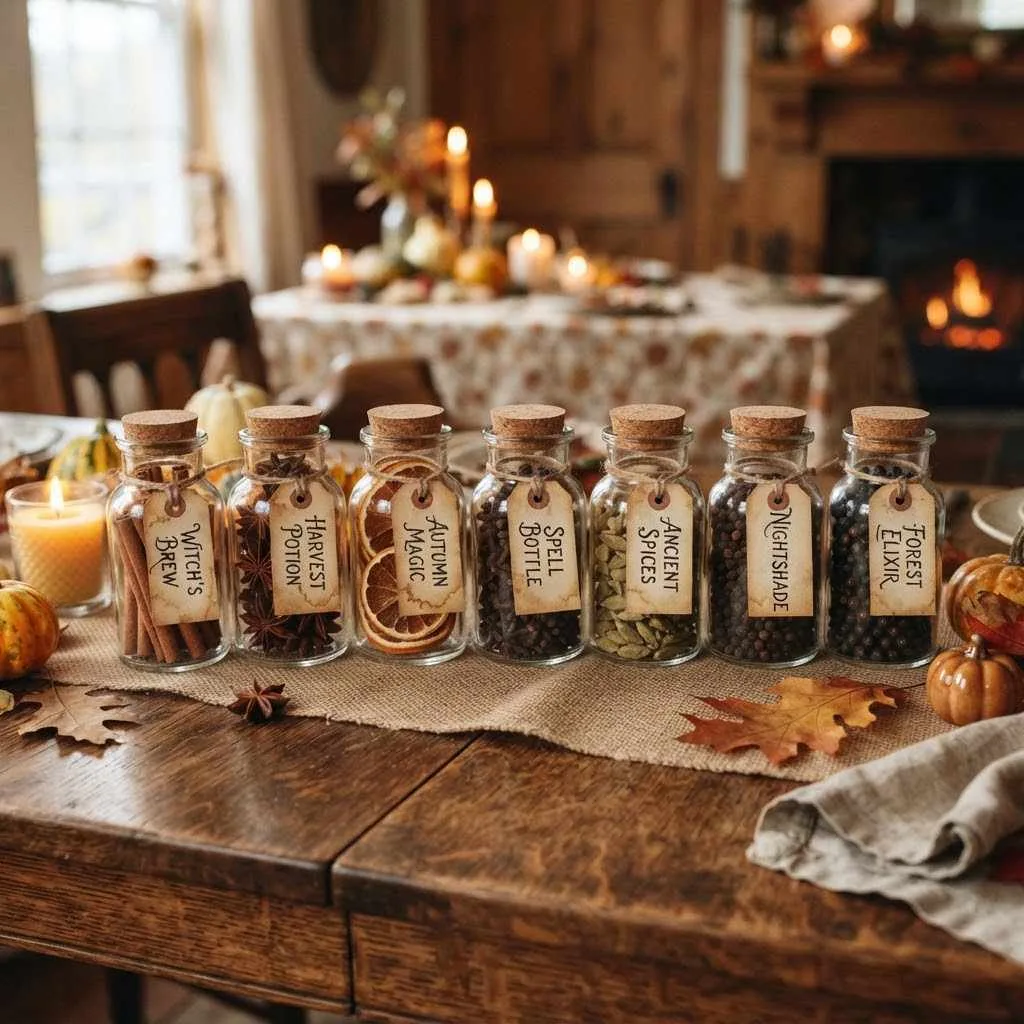 14 Halloween-Thanksgiving Table Decor Ideas You'll Absolutely Love 15 14. Spooky Spice-Filled Jars