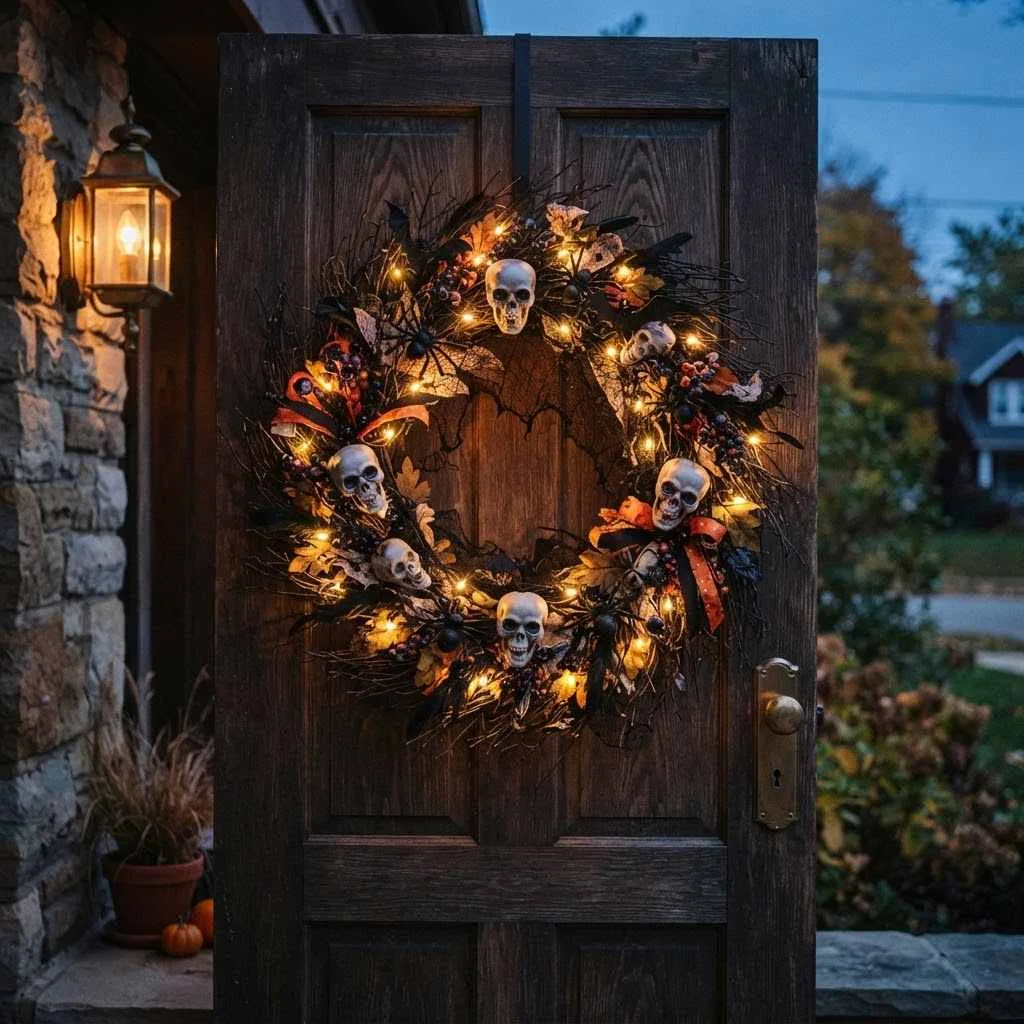 Spooky Wreath with LED Accents compressed