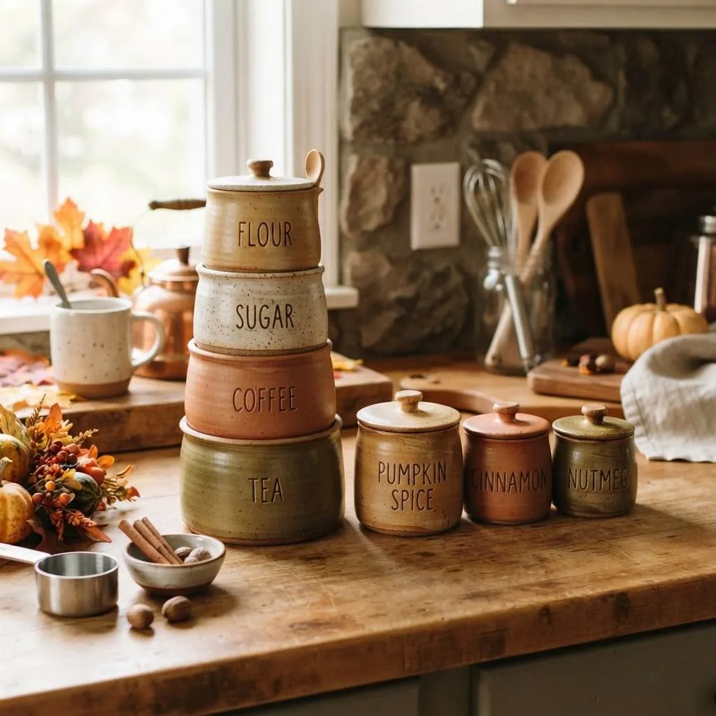 14 Stoneware Fall Decor Ideas to Cozy Up Your Home 10 Stacked Stoneware Canister Sets