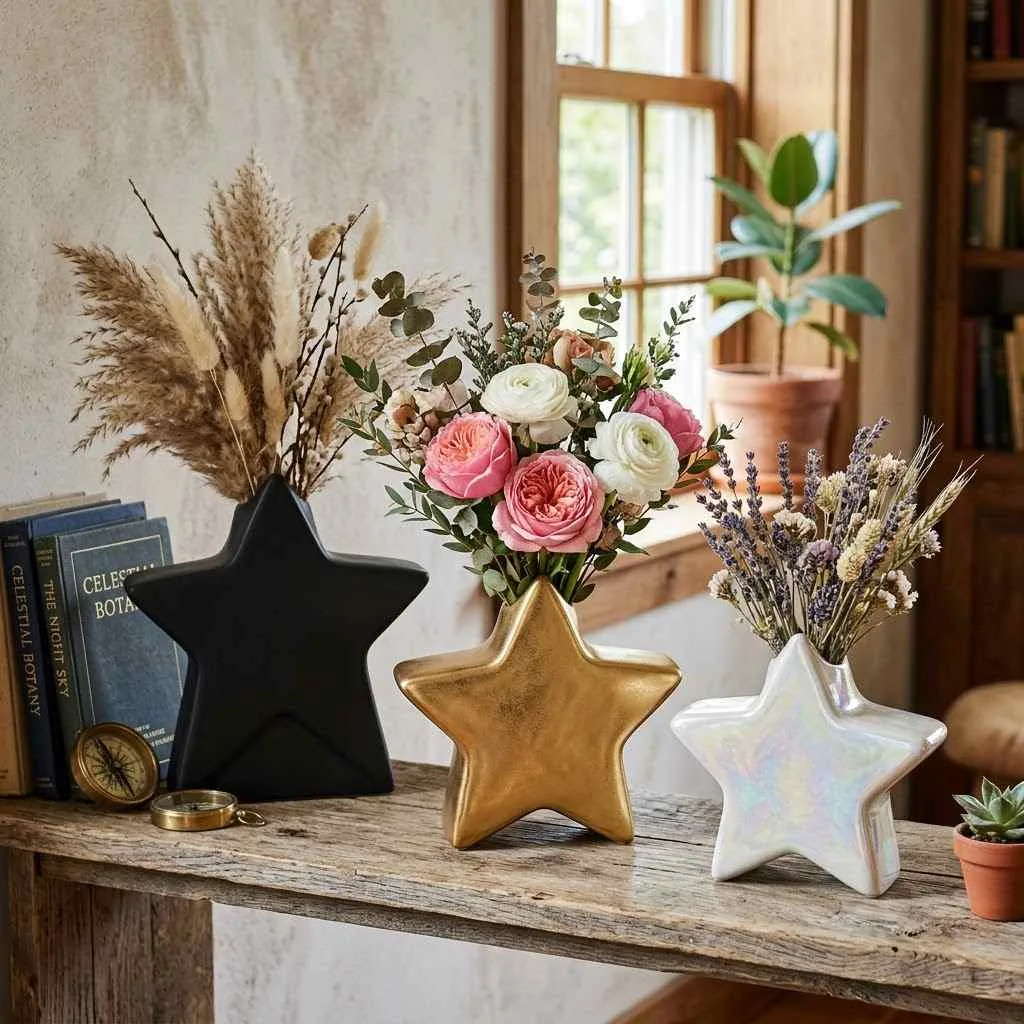 15 Celestial Decor Ideas for a Dreamy Home 12 Star-Shaped Ceramic Vases