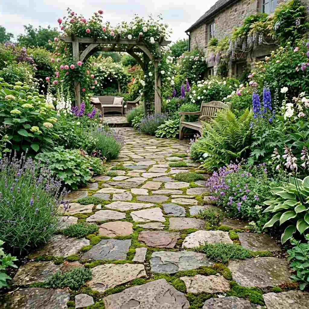 3. Stone-Clad Garden Pathway