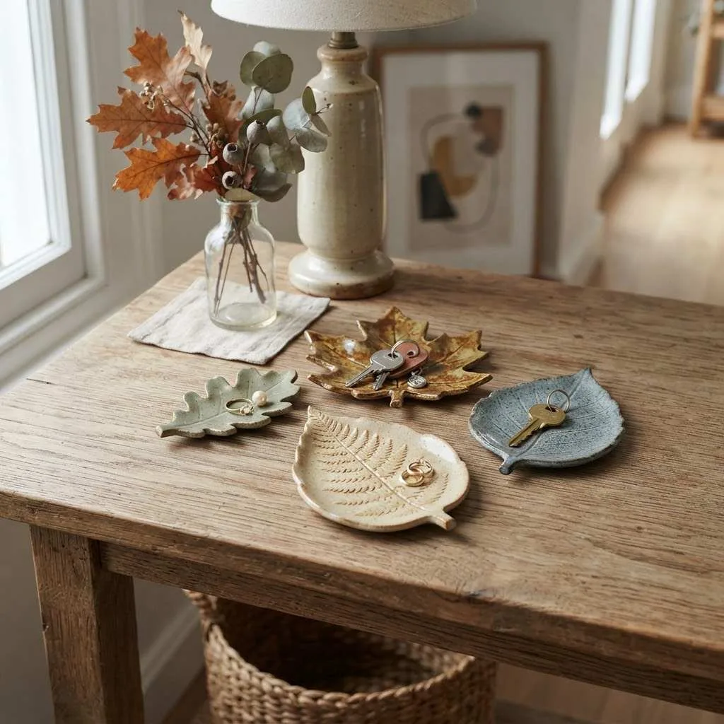 14 Stoneware Fall Decor Ideas to Cozy Up Your Home 12 Stoneware Leaf-Shaped Trinket Dishes