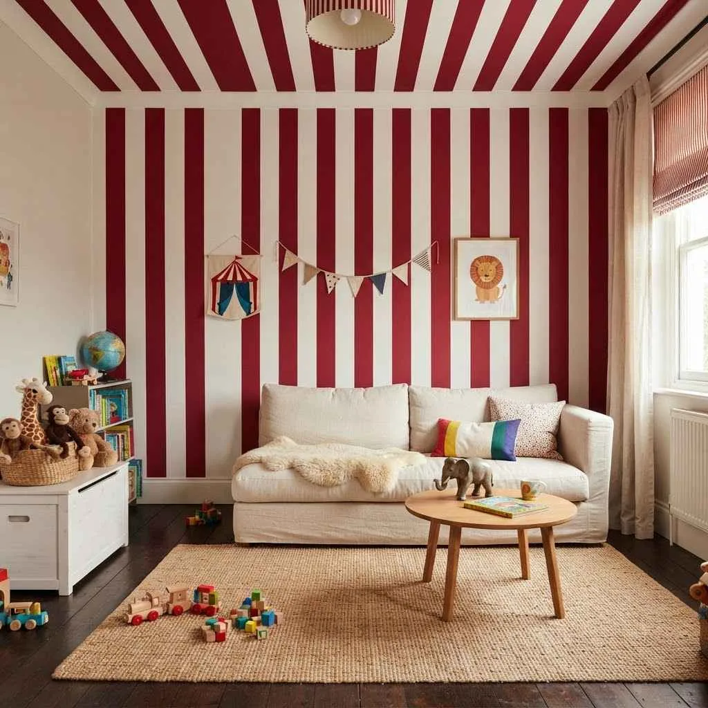 15 Circus Interior Decor Ideas Brings Magic Into Your Home 2 Confetti and Polka Dot Textiles