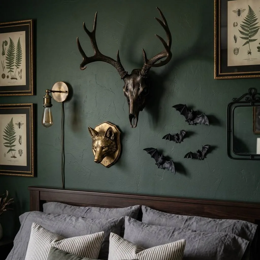 15 Spooky Bedroom Decor Ideas to Transform Your Space 10 9. Taxidermy-Style Wall Decor