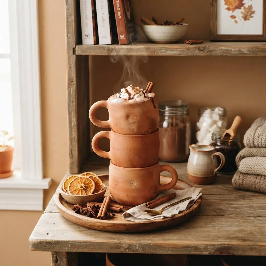 14 Terracotta Fall Decor Ideas to Warm Up Your Home This Season 7 6. Terracotta Mugs for Cozy Sipping