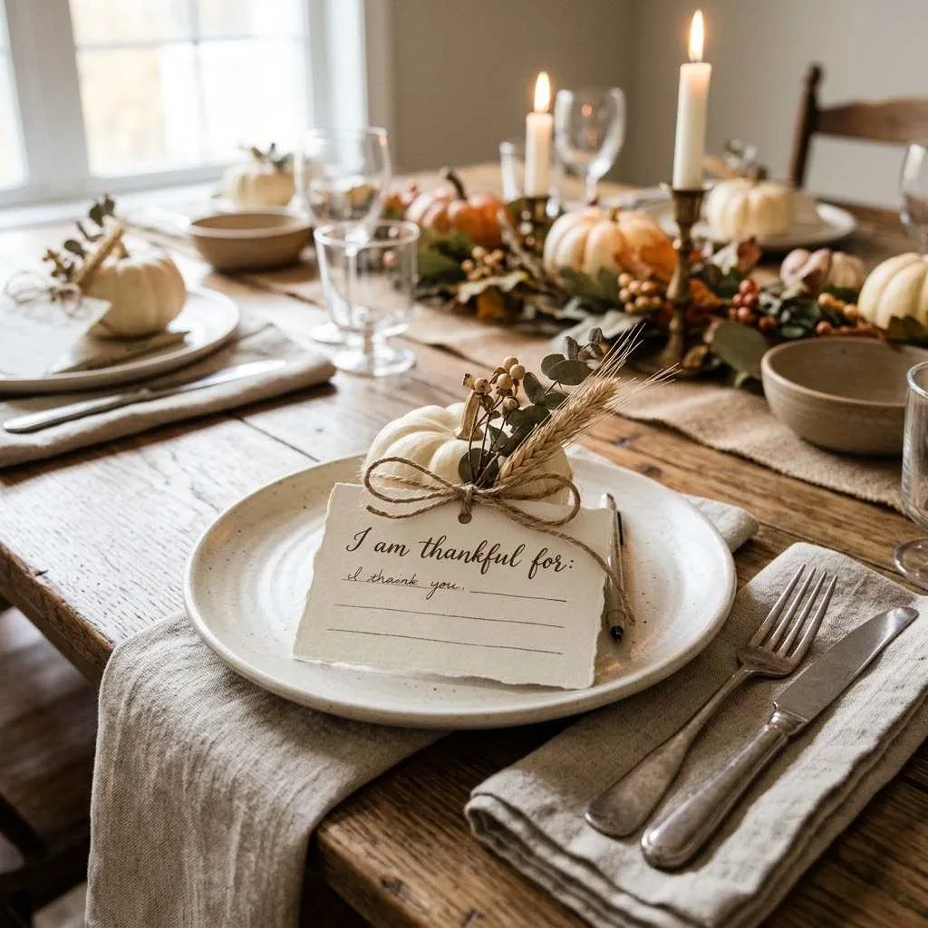 15 Fall Tablescape Ideas That'll Make Your Table the Star of the Season 16 15. Thankful Place Card Setting