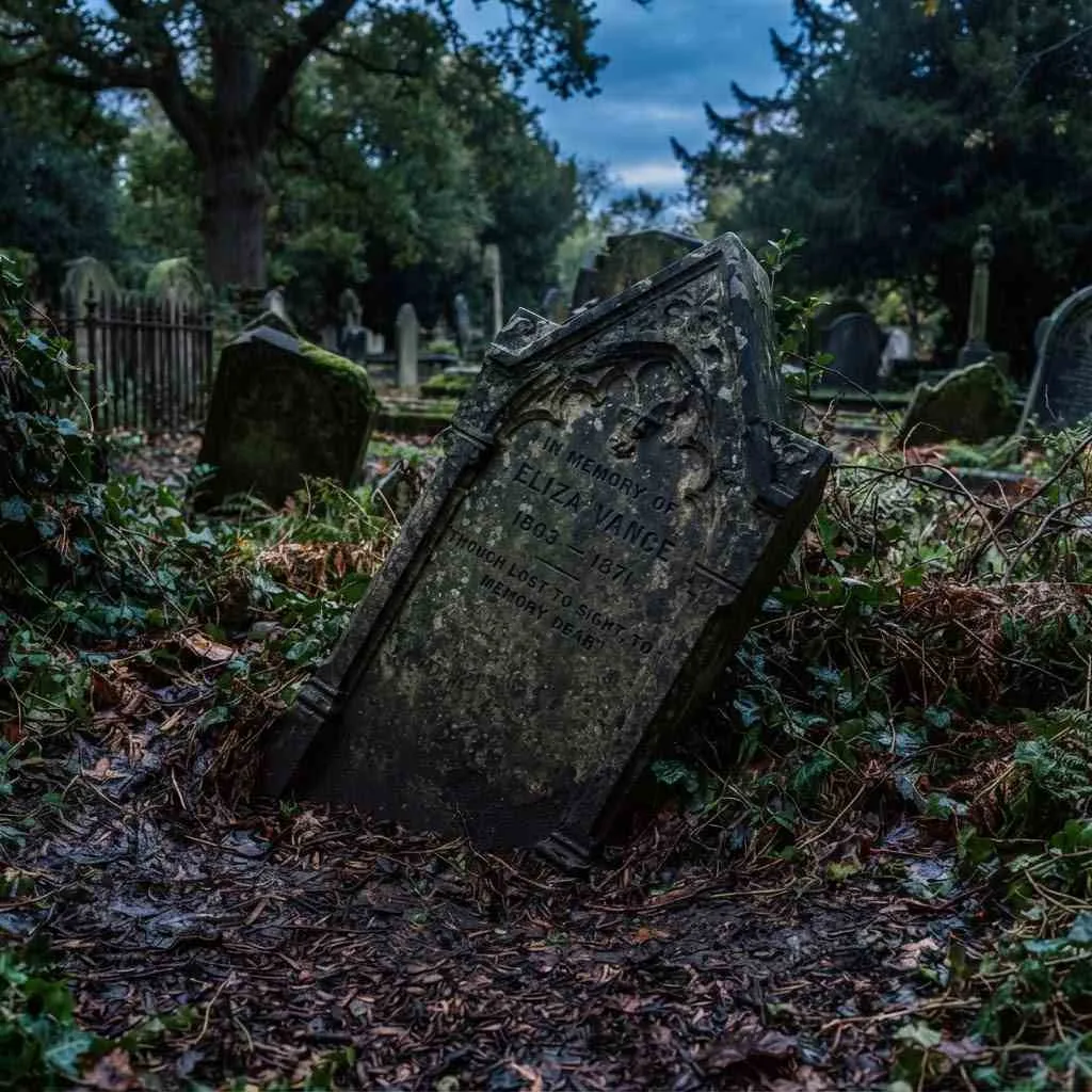 Tilted and Sunken Tombstone