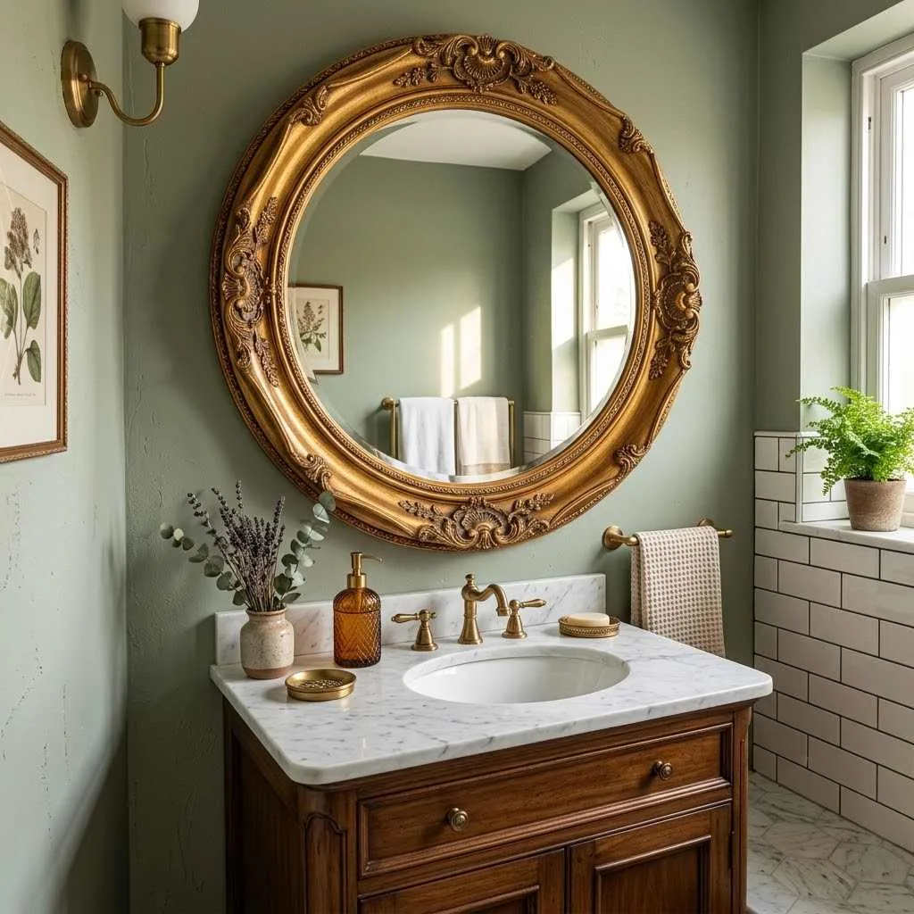 15 Bathroom Decor Ideas That'll Make You Fall in Love With Your Space 5 Upgrade to a Statement Mirror compressed