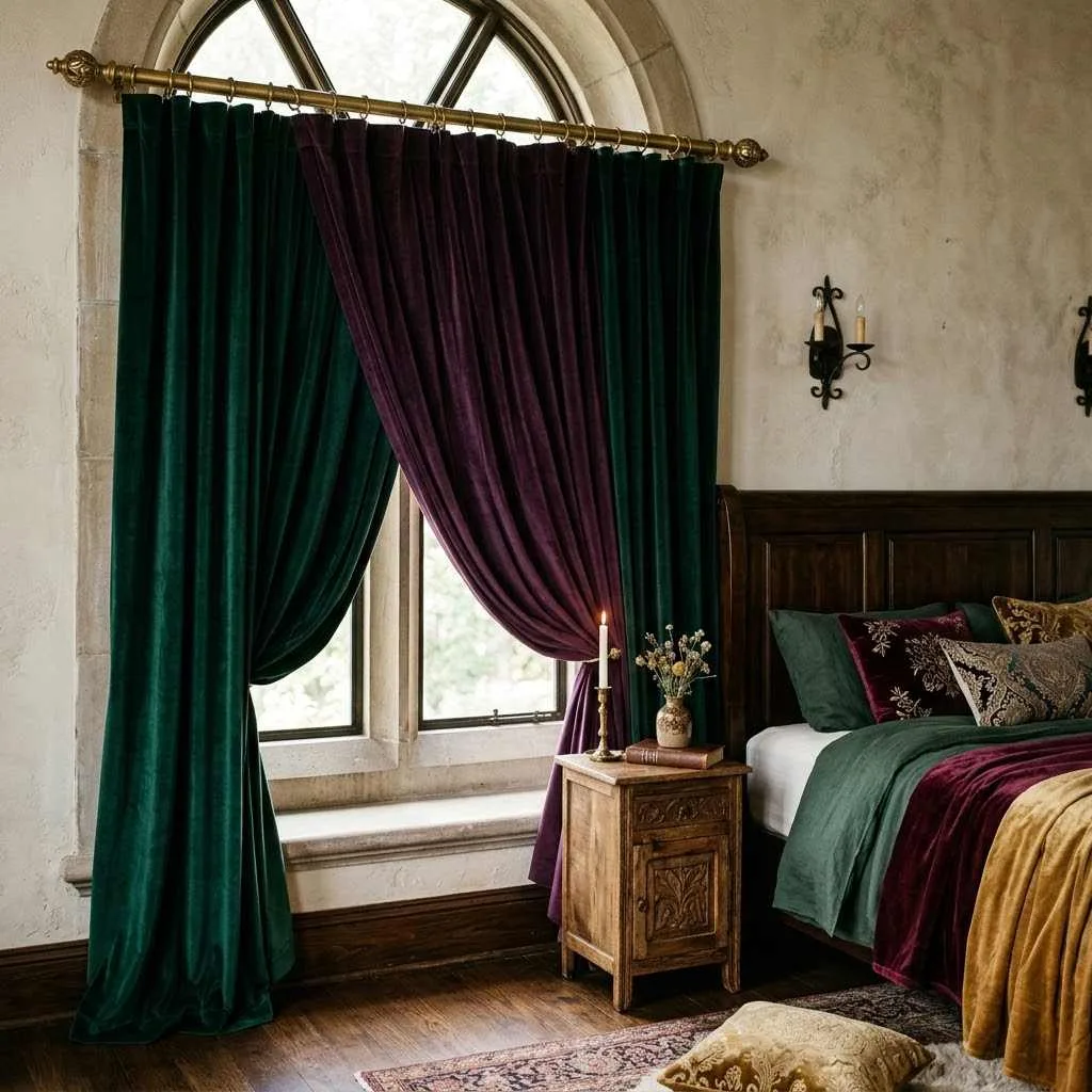 15 Halloween Nursery Decor Ideas: Castlecore & Circus Vibes Your Baby Will Love 6 5. Velvet Curtain Panels in Jewel Tones