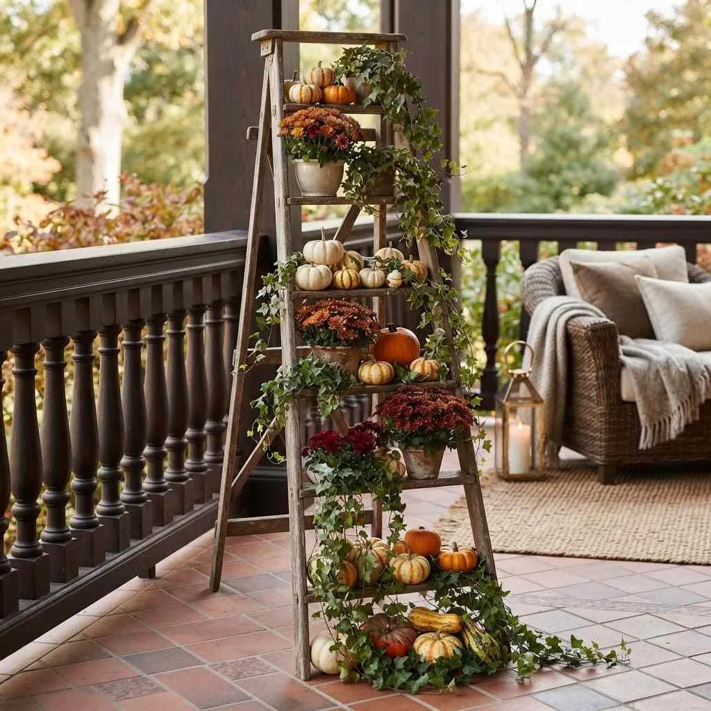 15 Fall Planter Ideas to Cozy Up Your Porch This Season 11 Vertical Ladder Planter
