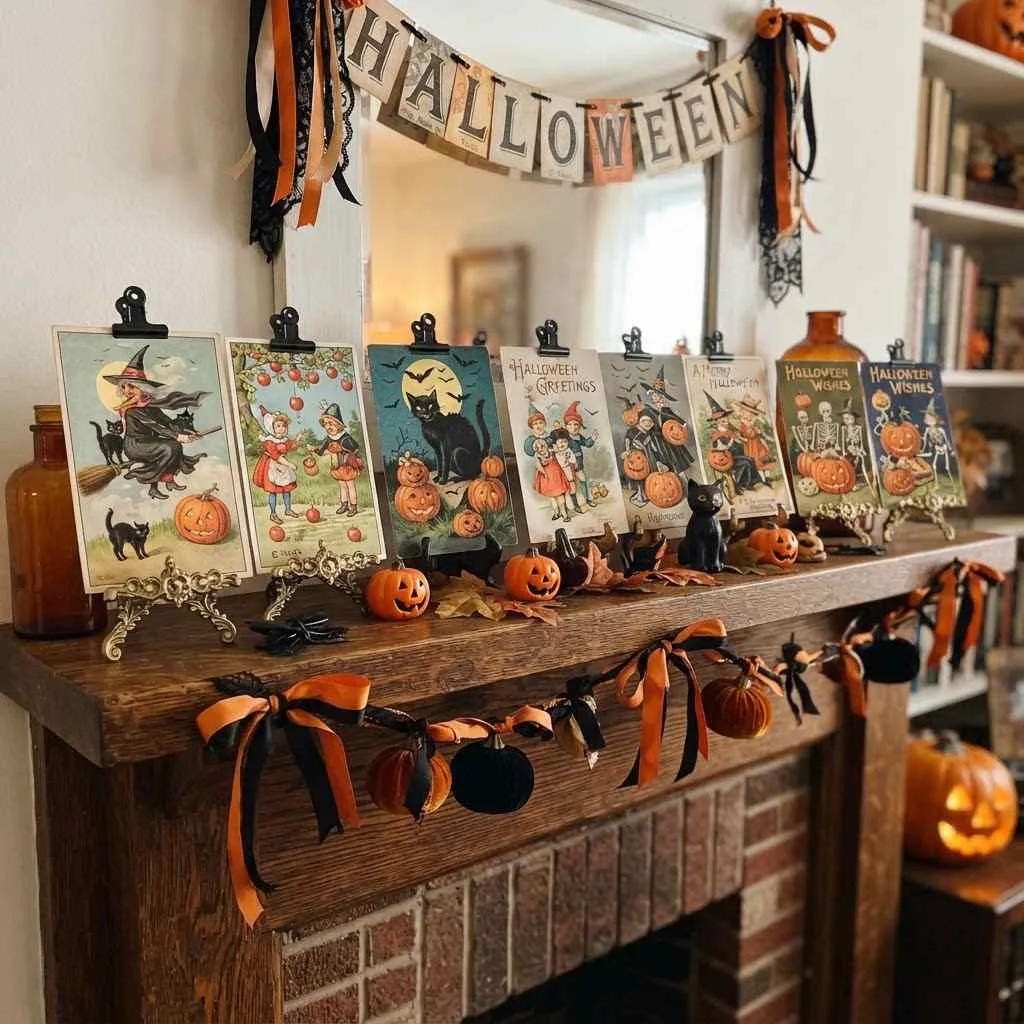 Vintage Halloween Postcard Display