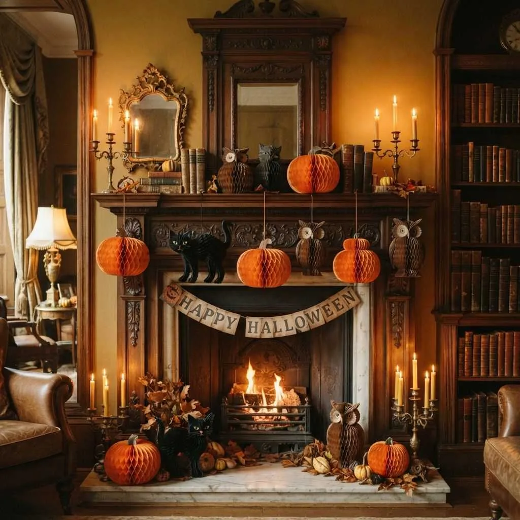 15 Vintage Halloween Decor Ideas to Bring Old-World Charm to Your Spooky Season 14 Paper Honeycomb Decorations