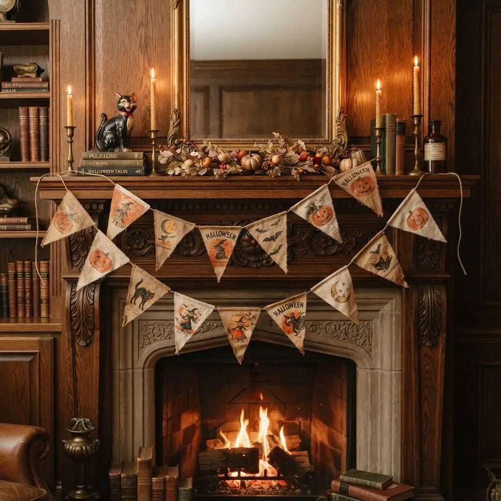 15 Vintage Halloween Decor Ideas to Bring Old-World Charm to Your Spooky Season 11 Vintage Halloween Fabric Bunting