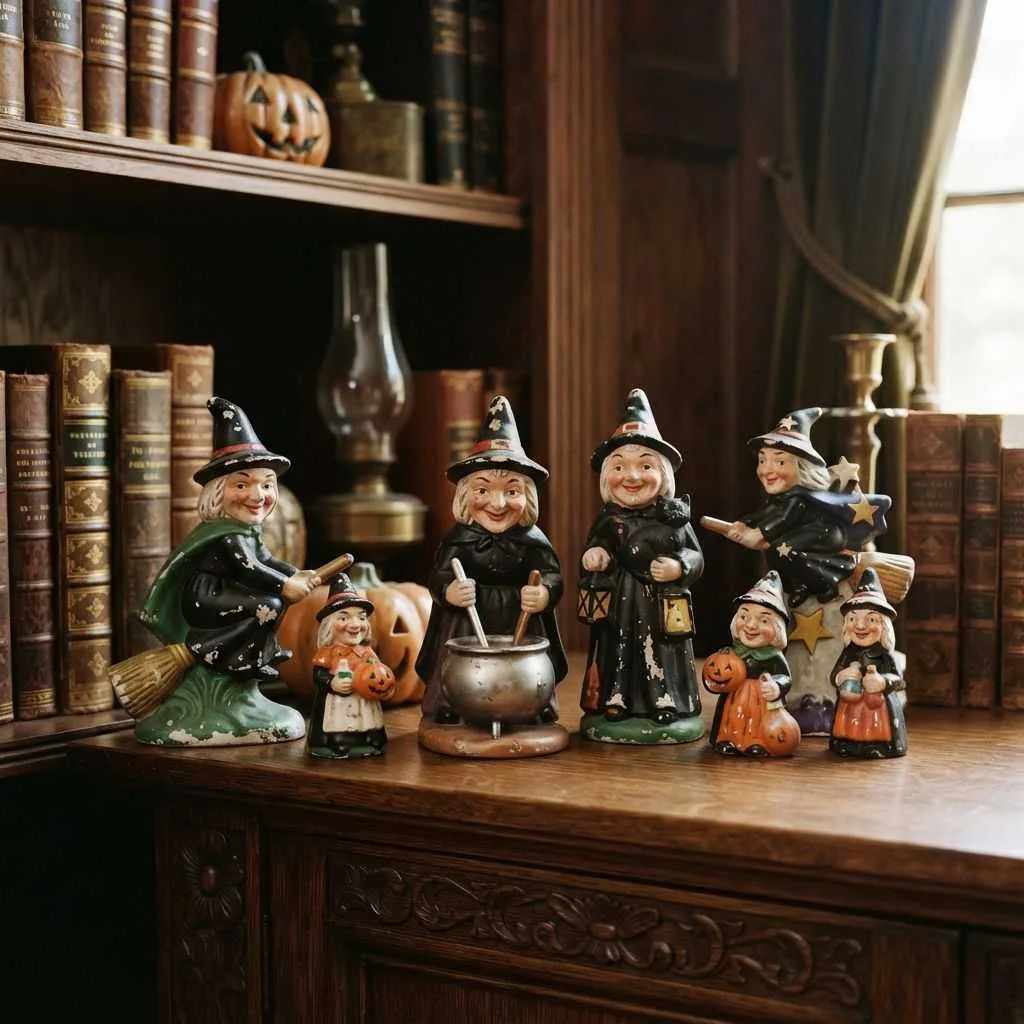 15 Vintage Halloween Decor Ideas to Bring Old-World Charm to Your Spooky Season 8 Old-Fashioned Witch Figurines
