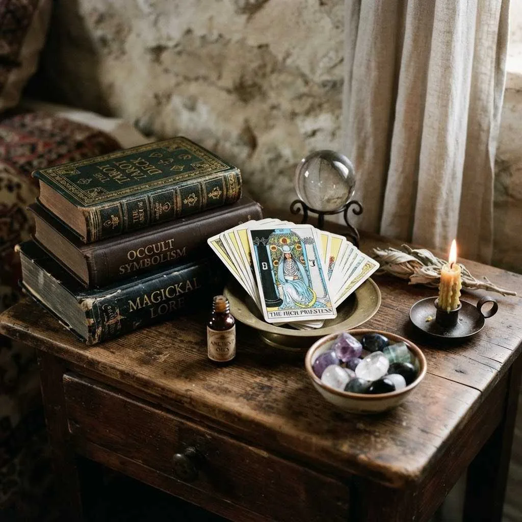 15 Spooky Bedroom Decor Ideas to Transform Your Space 15 14. Vintage Tarot and Occult Books