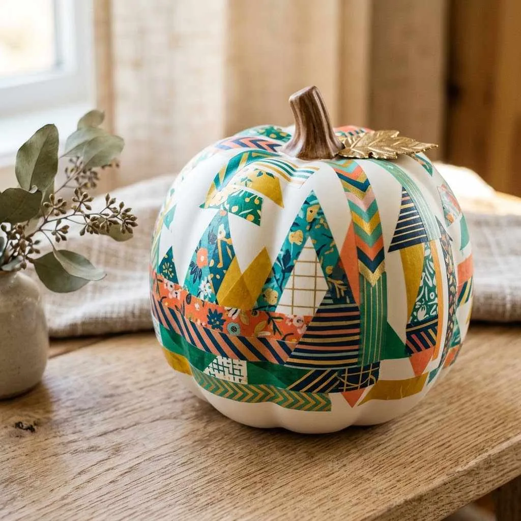 15 Pumpkin Decorating Ideas for 2026 You'll Want to Try Right Now 7 6. Washi Tape Geometric Patterns