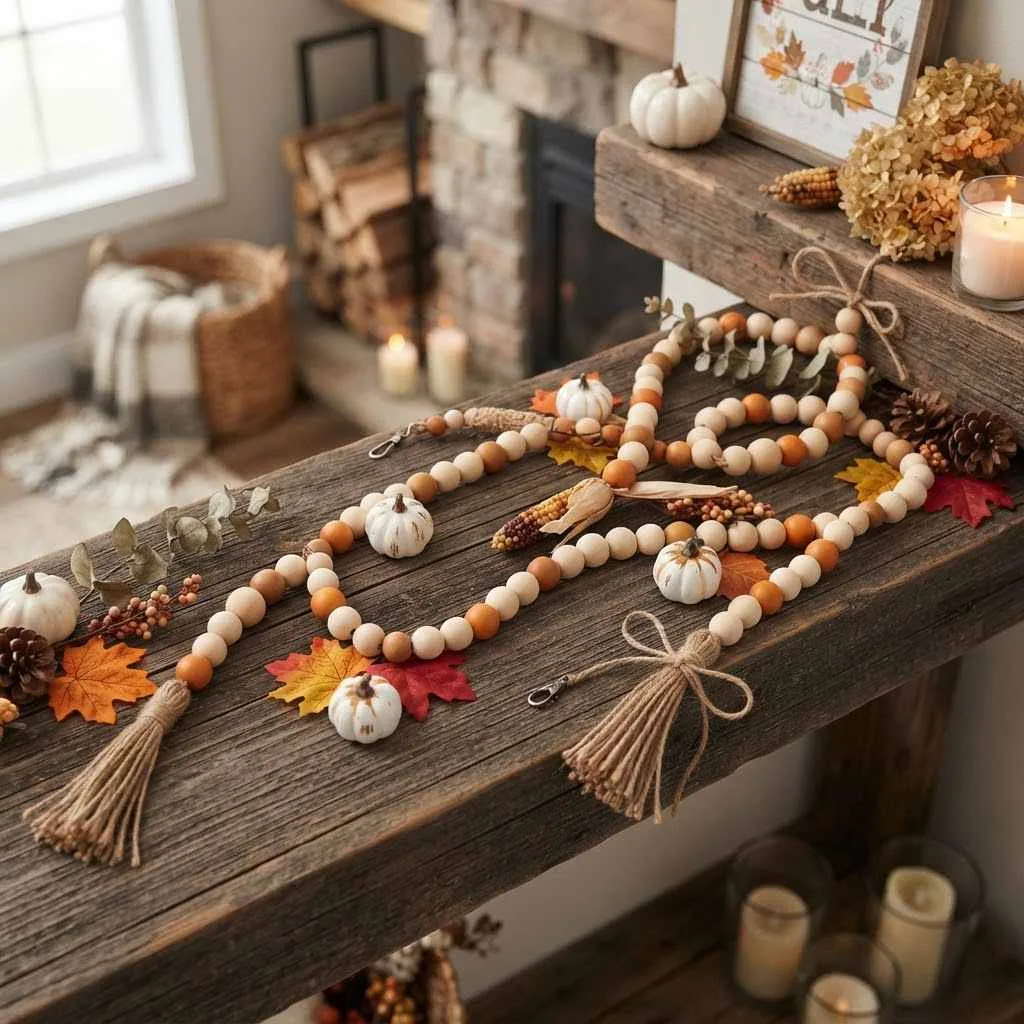 15 Wood Bead Garland Fall Ideas You'll Love 1 Wood Bead Garland Fall Ideas