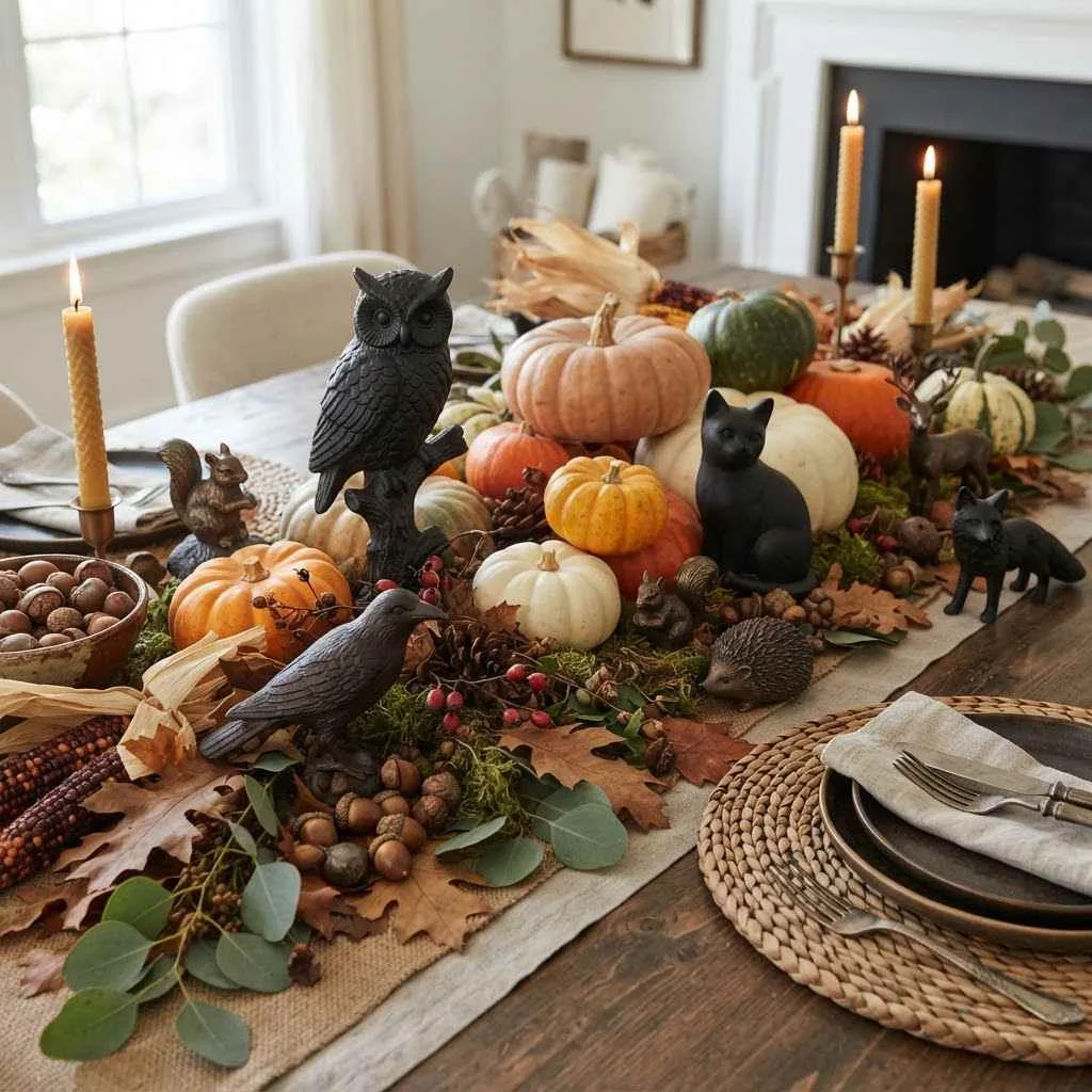 14 Halloween-Thanksgiving Table Decor Ideas You'll Absolutely Love 10 9. Woodland Creature Accents