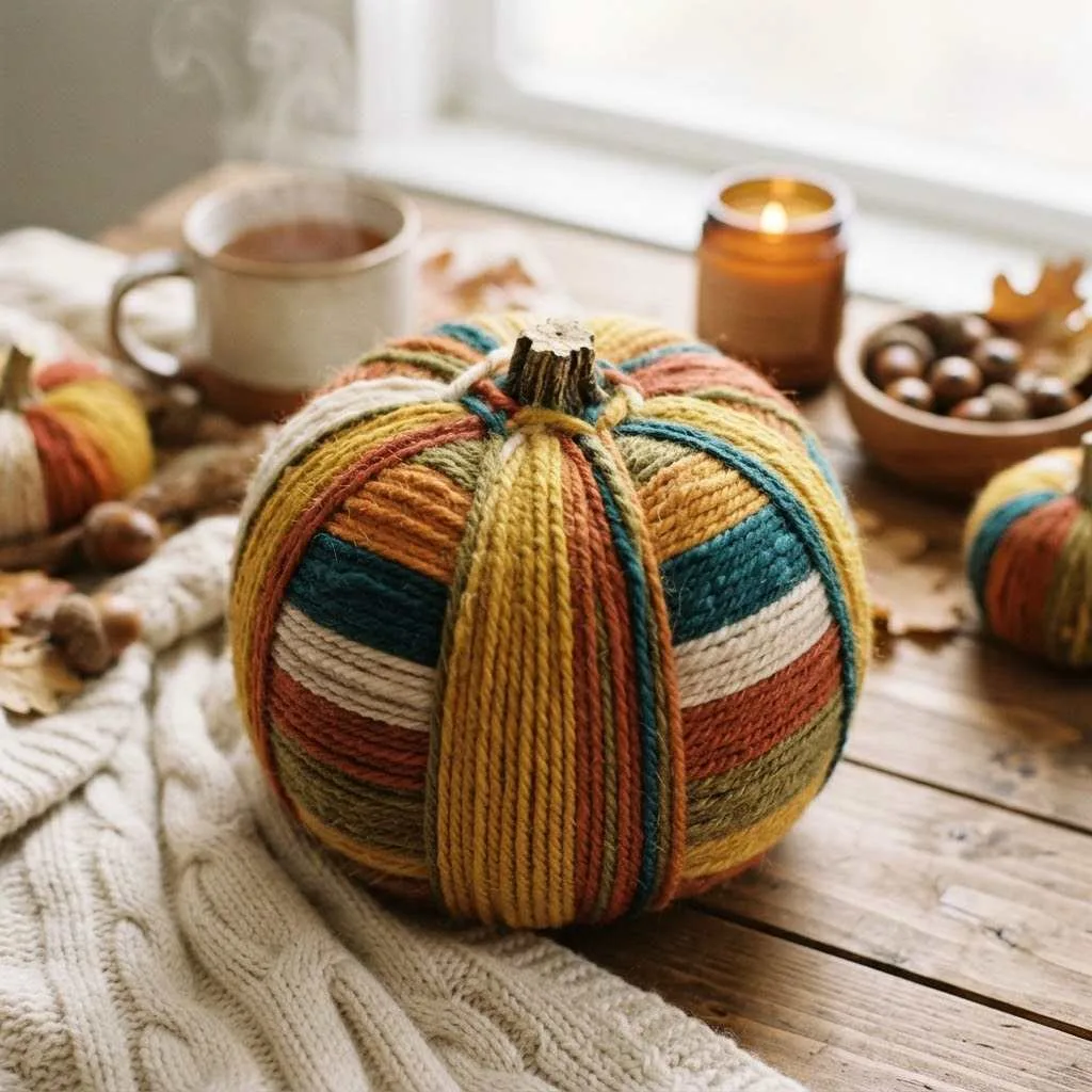 15 No-Carve Pumpkin Ideas You'll Absolutely Love This Fall 9 Yarn-Wrapped Pumpkin