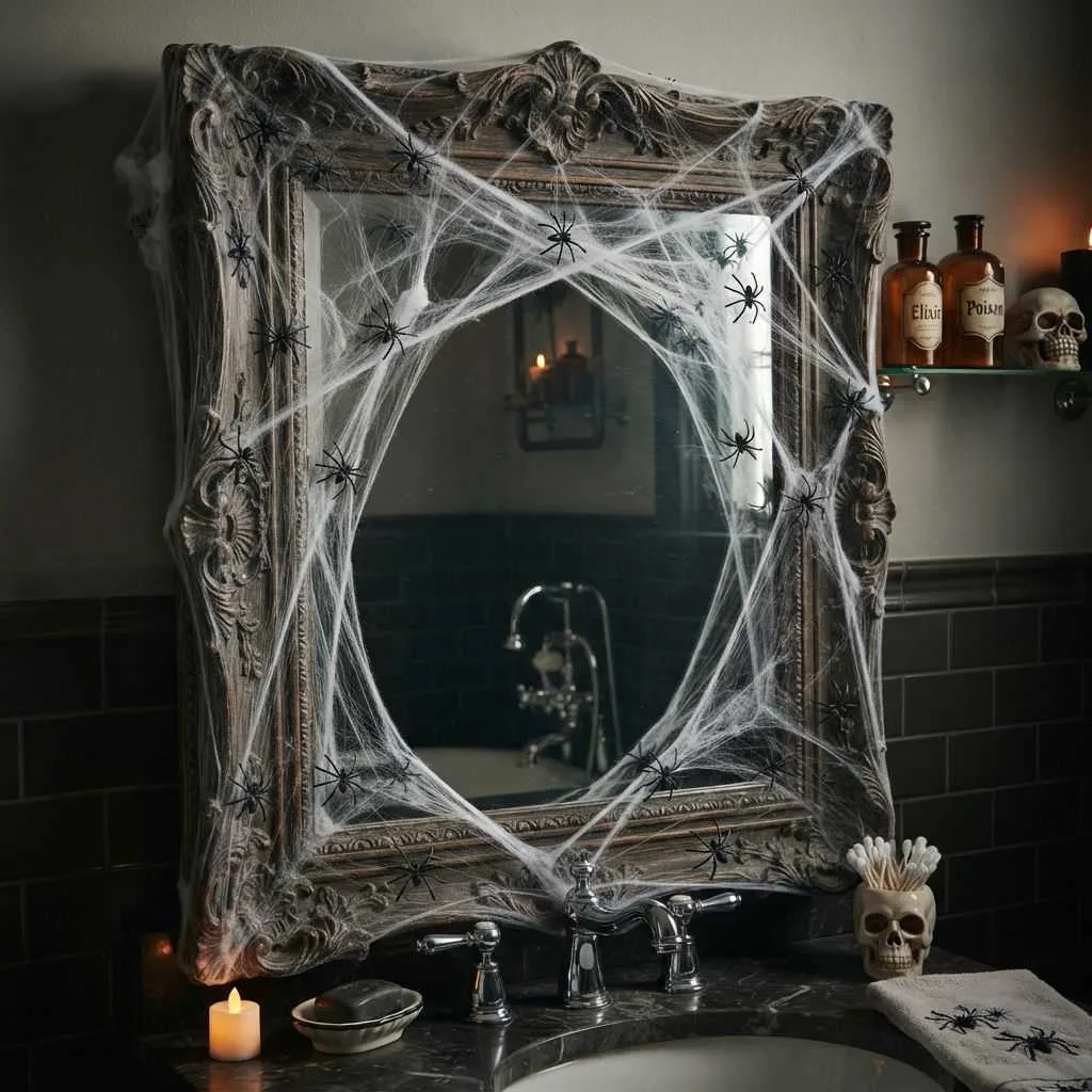 Cobweb-Covered Mirror Frame