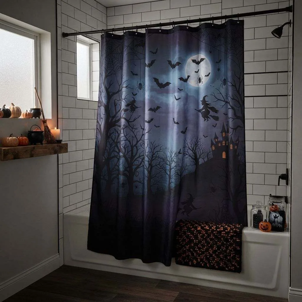 Spooky Shower Curtain Swap