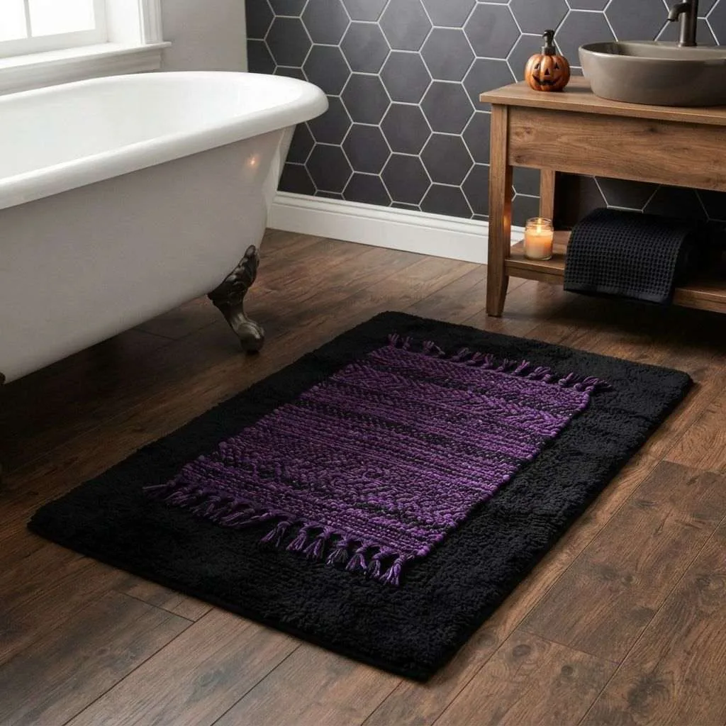 Purple and Black Bath Mat Combo