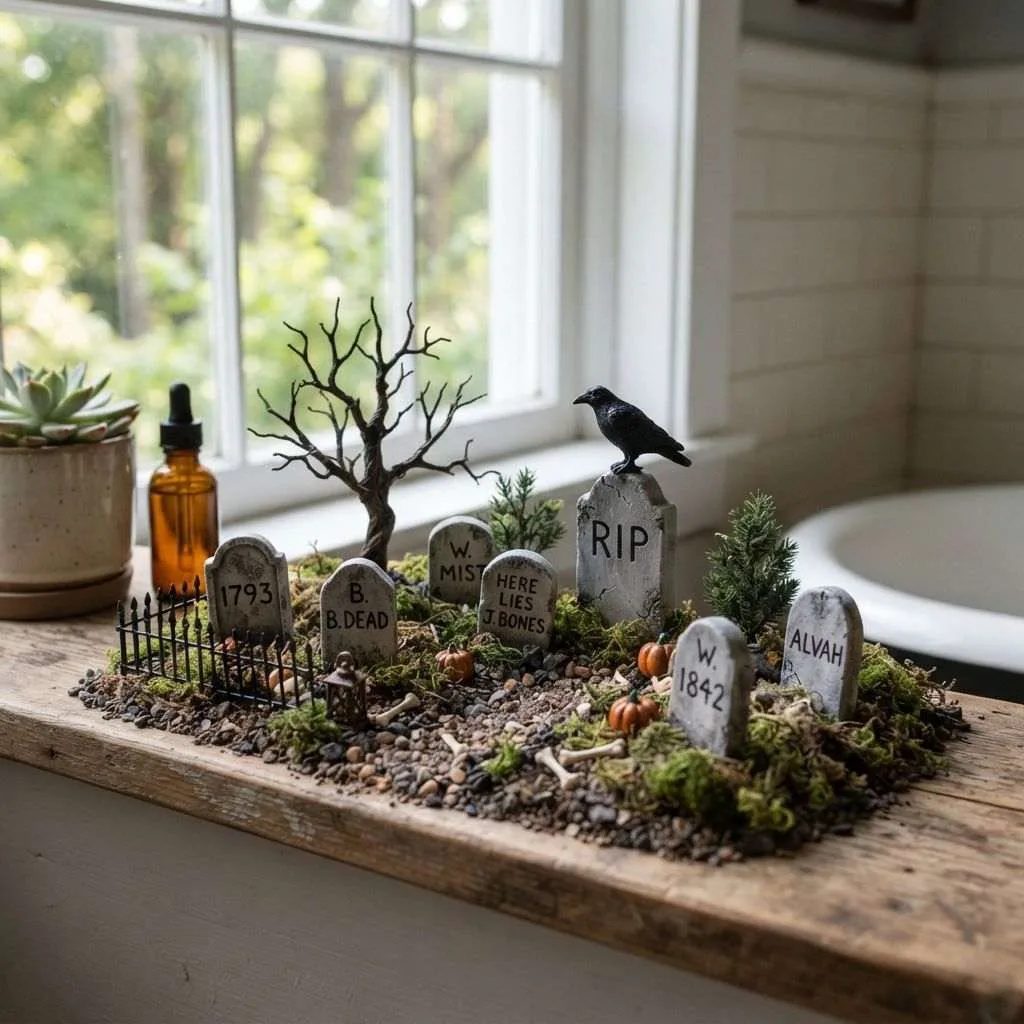 Mini Graveyard Windowsill Scene